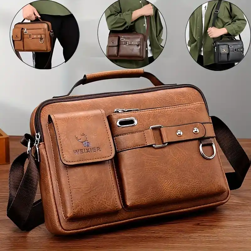Vintage Large Capacity Crossbody Messenger Bag Casual Business Satchel Handbag