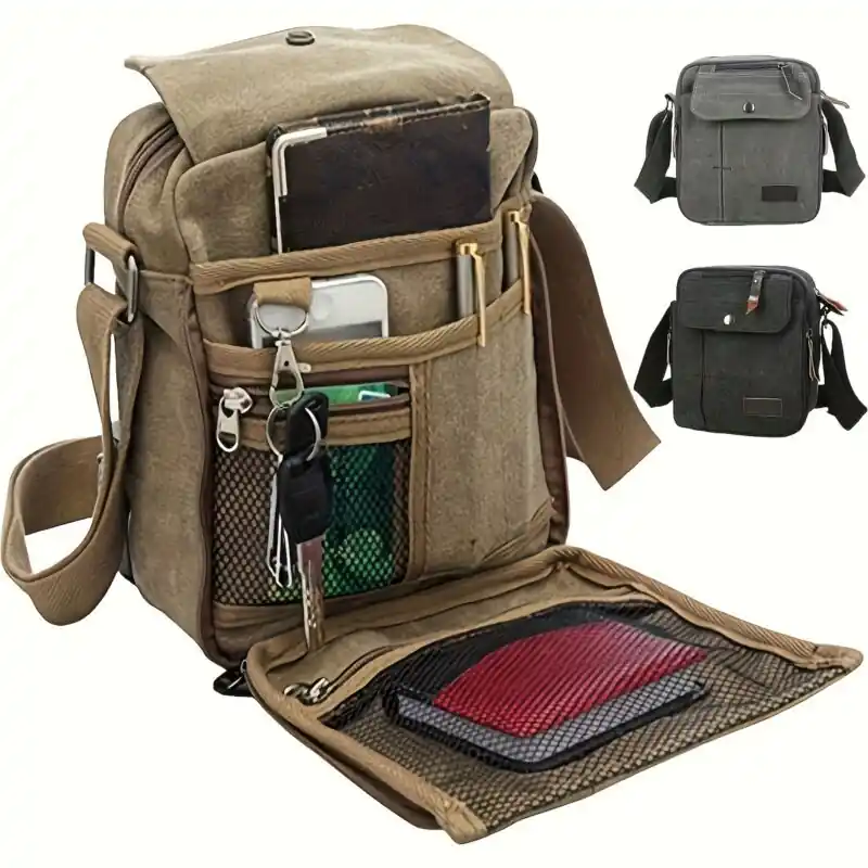 Vintage Canvas Square Bag Lightweight Travel Storage Outdoor Bag