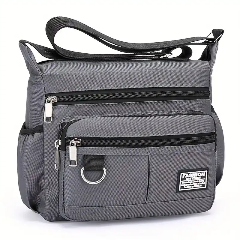 Mens Large Capacity Waterproof Nylon Backpack Multilayer Travel Commute Bag