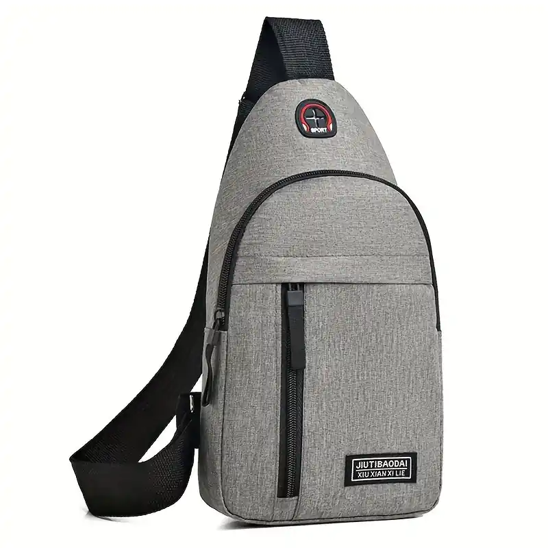 Mens Nylon Chest Bag Sporty Travel Ready Adjustable Zipper Durable