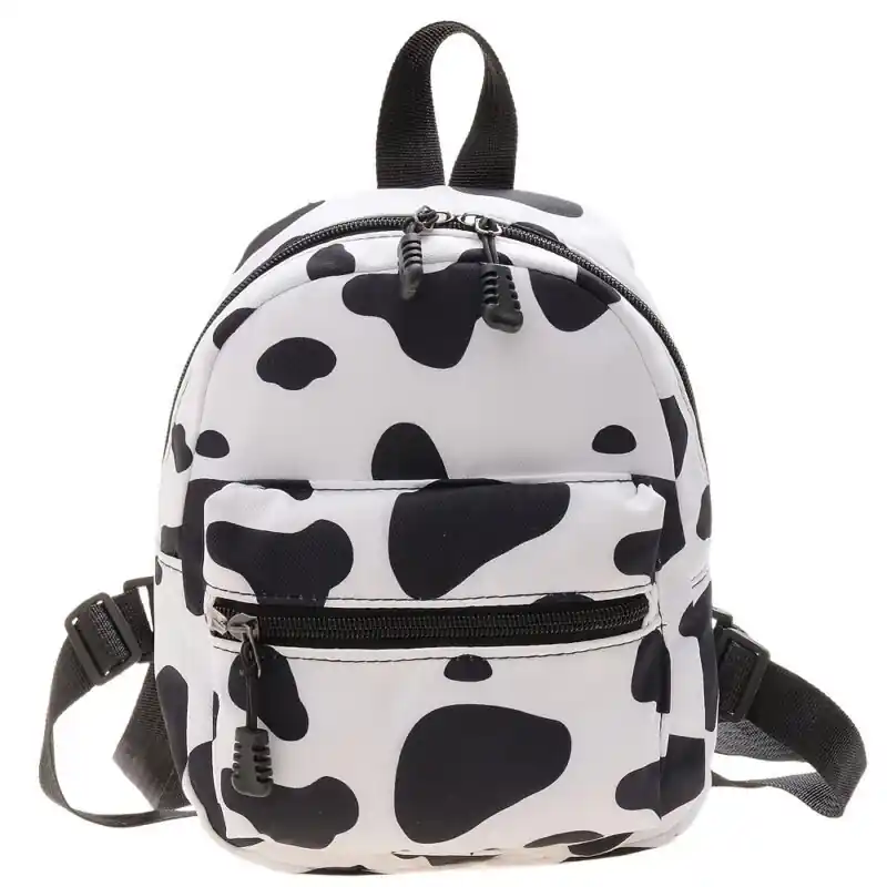 Trendy Animal Print Nylon Backpack Womens Multizipper School Work Bag