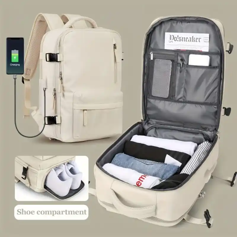 Waterproof Multipocket Carry On Backpack Flightapproved Gym Bag With Shoe Compartment