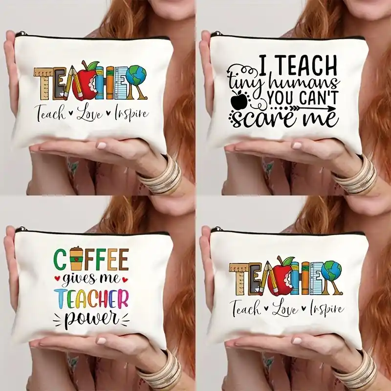 Canvas Makeup Bag Womens Travel Toiletry Organizer Teacher Gift
