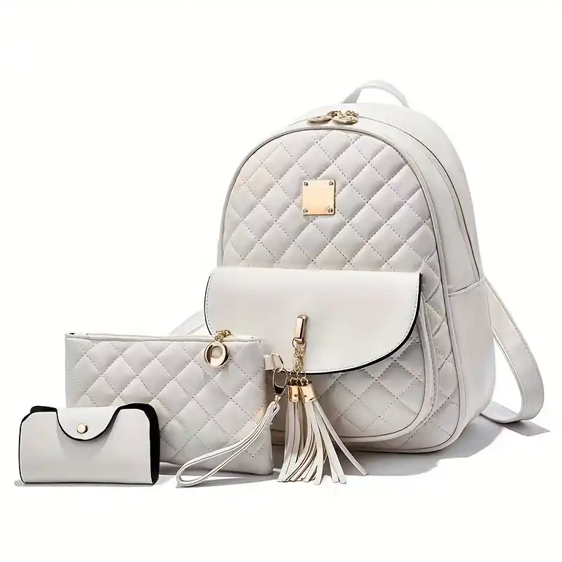 3pcs Womens Trendy High Capacity Travel Backpacks Set Stylish Durable