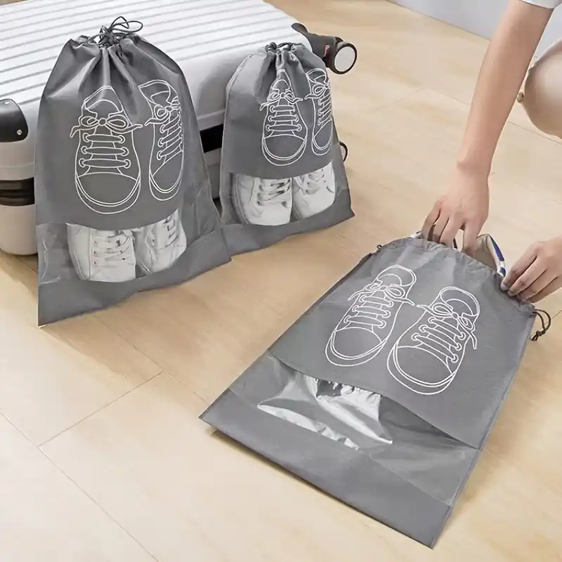 Dustproof Portable Travel Shoes Storage Bag Lightweight Drawstring Pouch