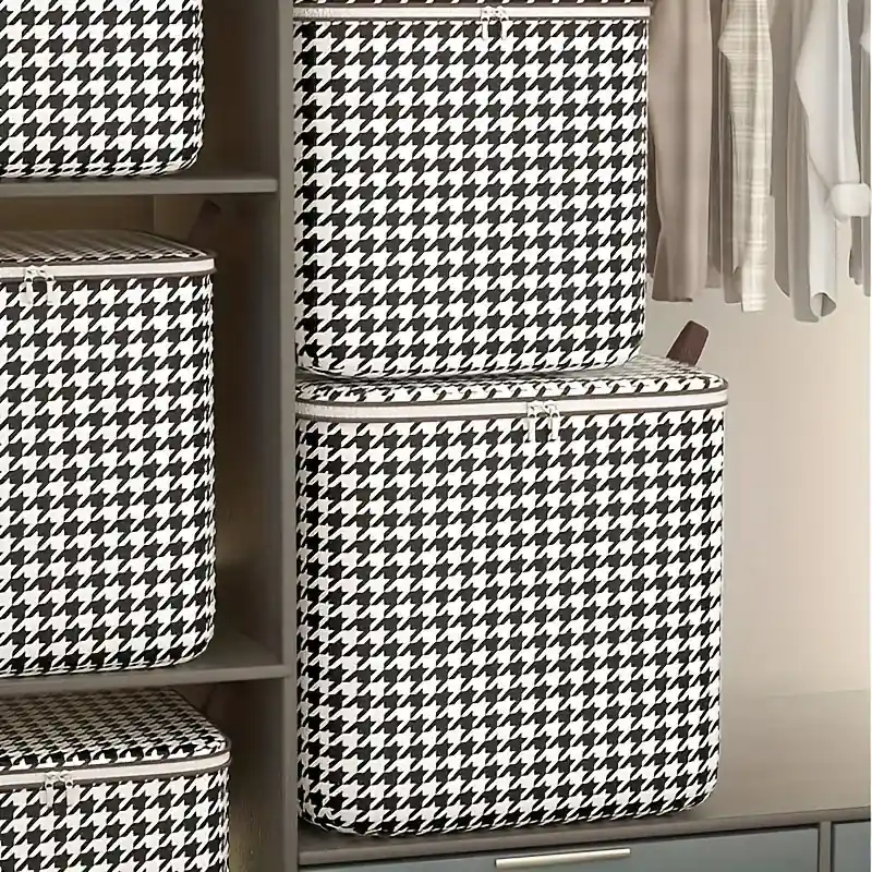 Houndstooth Large Capacity Moistureproof Clothing Quilt Storage Bag