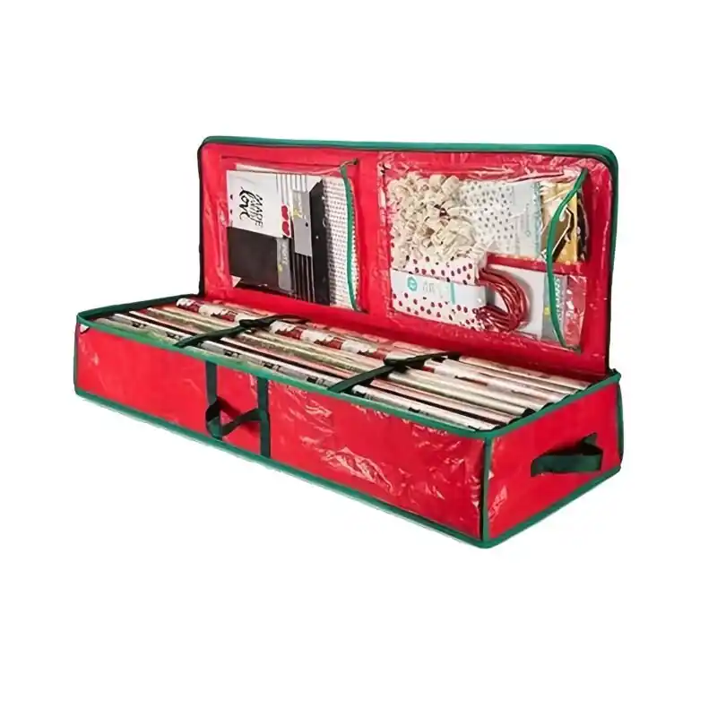 Underbed Wrapping Paper Organizer Fits 24 Rolls Tearproof Holiday Storage Box