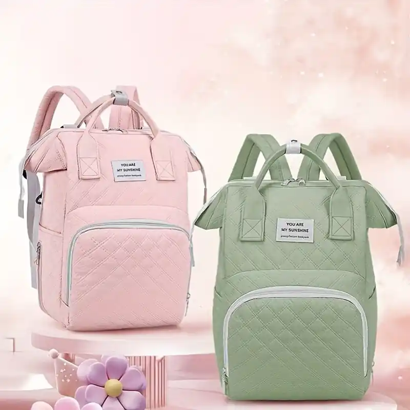 Trendy Large Mommy Backpack With Insulated Bottle Compartment And Stroller Straps