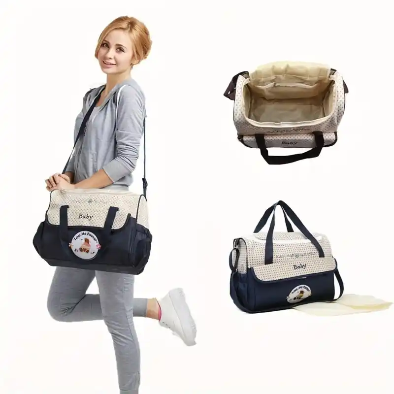 Versatile Waterproof Cartoon Mommy Bag Stylish Large Capacity Diaper Bag