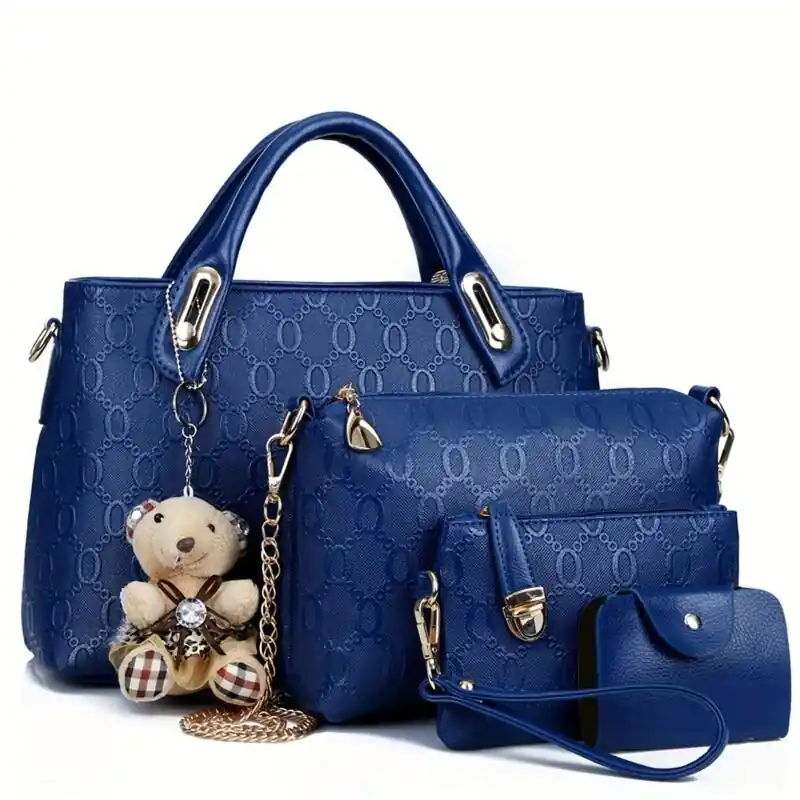 4piece Pu Leather Handbag Set Shoulder And Cosmetic Bags