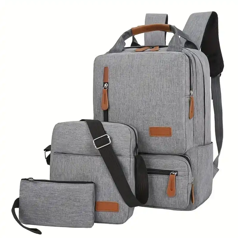3piece Business Travel Backpack Set With Usb Large Capacity
