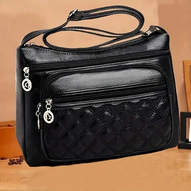 Elegant Multilayer Pu Leather Business Crossbody Shoulder Bag Stylish Durable