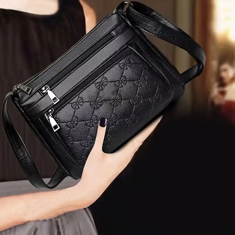 Elegant Multilayer Womens Pu Leather Shoulder Crossbody Mother Bag