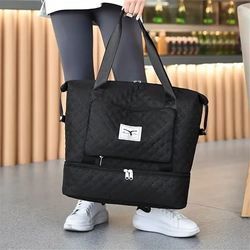 Extralarge Foldable Travel Duffel Bag Lightweight Rhombus Pattern