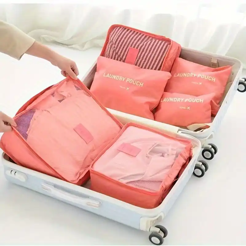 6pcs Travel Packing Cubes Drywet Storage Toiletry Bags Set