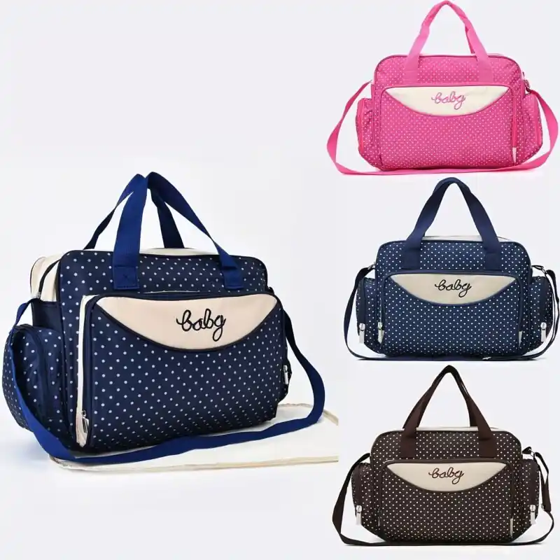 Polka Dot Mommy Bag Large Capacity Diaper Tote For Moms