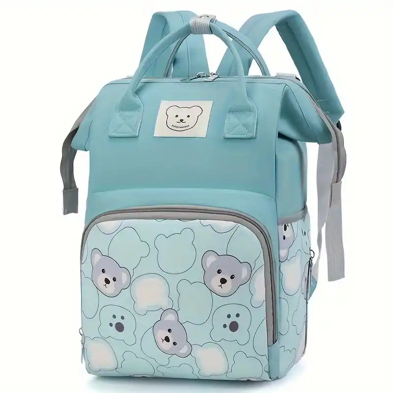 Stylish Bear Pattern Diaper Bag Multifunctional Womens Travel Backpack
