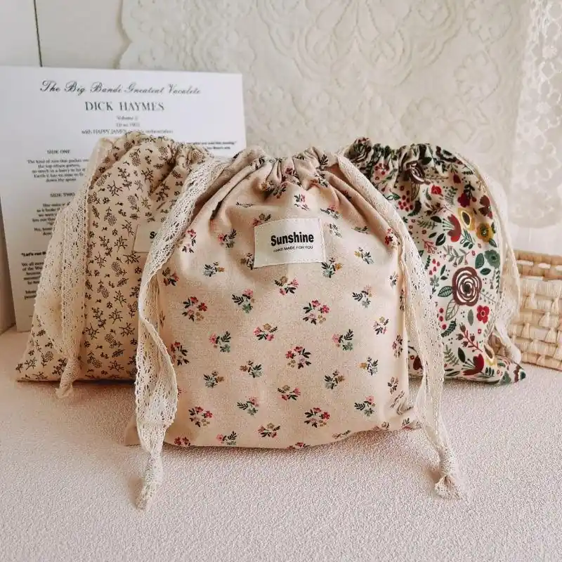 Flower Print Diaper Bag Cotton Mommy Bag Travel Stroller Storage