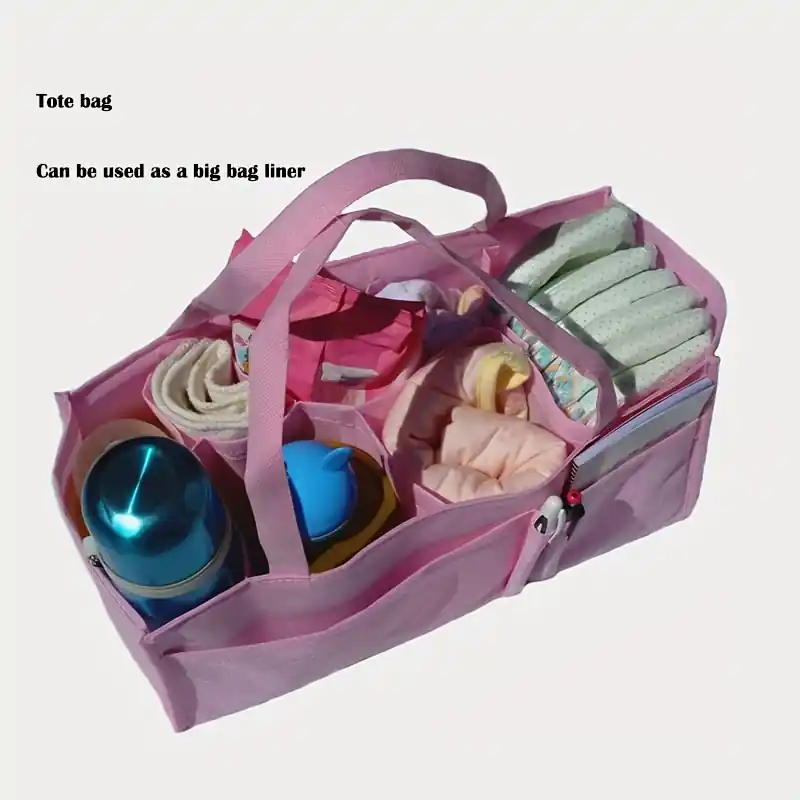 Multifunctional 7grid Nonwoven Mommy Bag Blue Versatile Storage