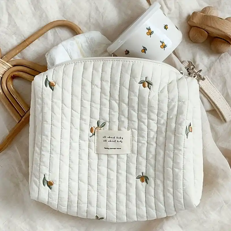 Portable Embroidered Diaper Bag Reusable Stroller Caddy Holiday Gift Ready