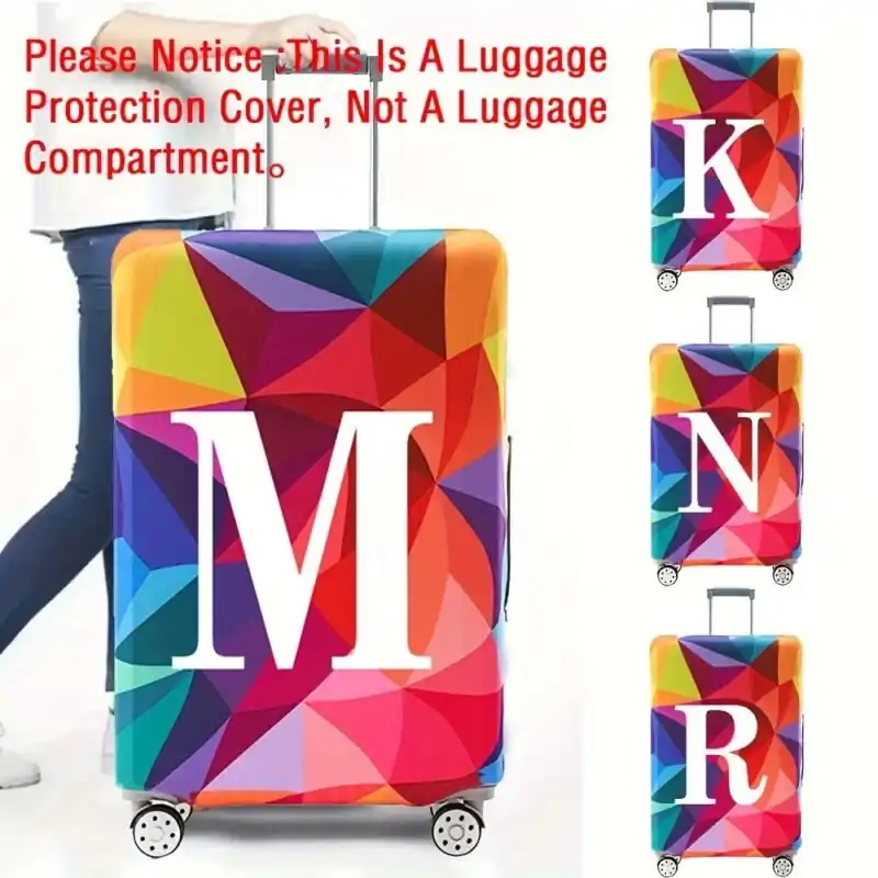 Vibrant Geometric Pattern Luggage Cover Lightweight Dustproof Trolley Case Protector
