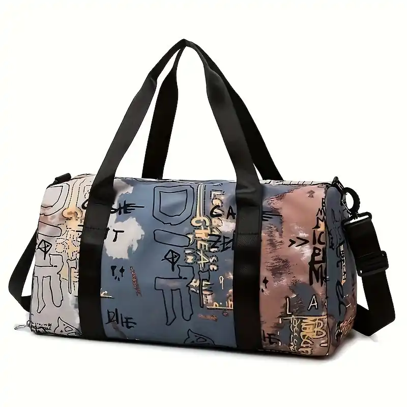 Urban Graffiti Print Sports Duffle Bag Portable Zipper Handbag