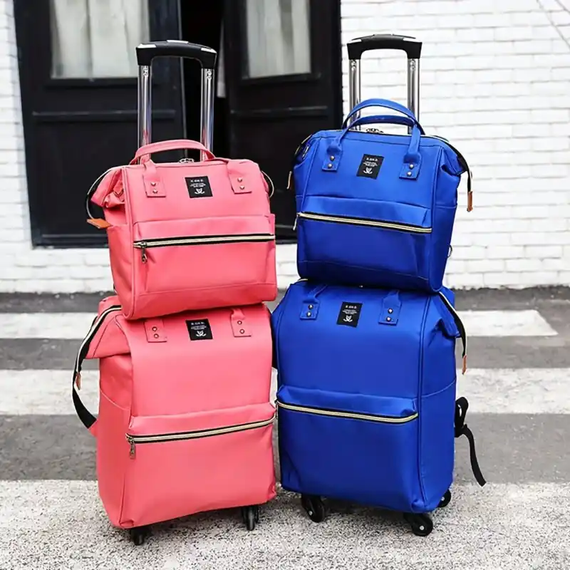 2piece Fashion Oxford Duffle Backpack Set With Wheels Travel Luggage