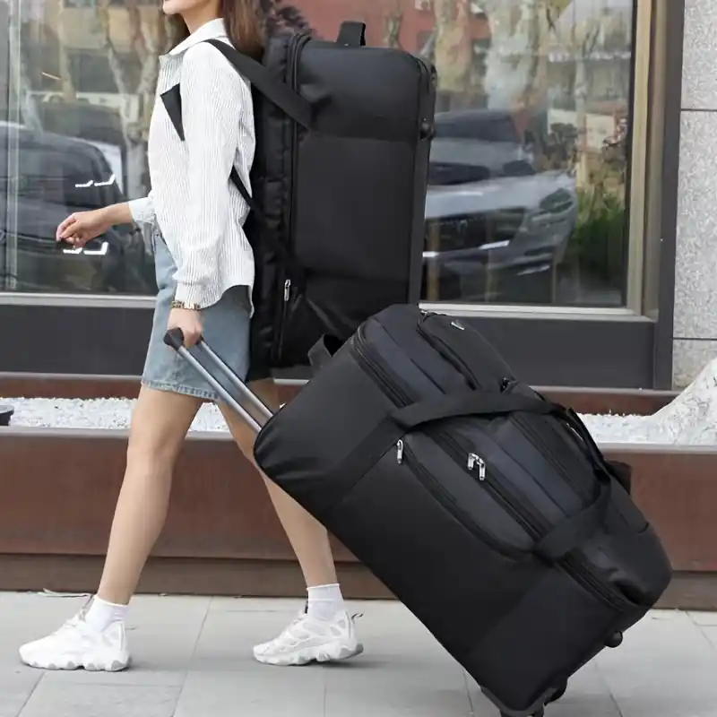 Expandable Large Capacity Wheeled Travel Trolley Luggage Bag Versatile Use