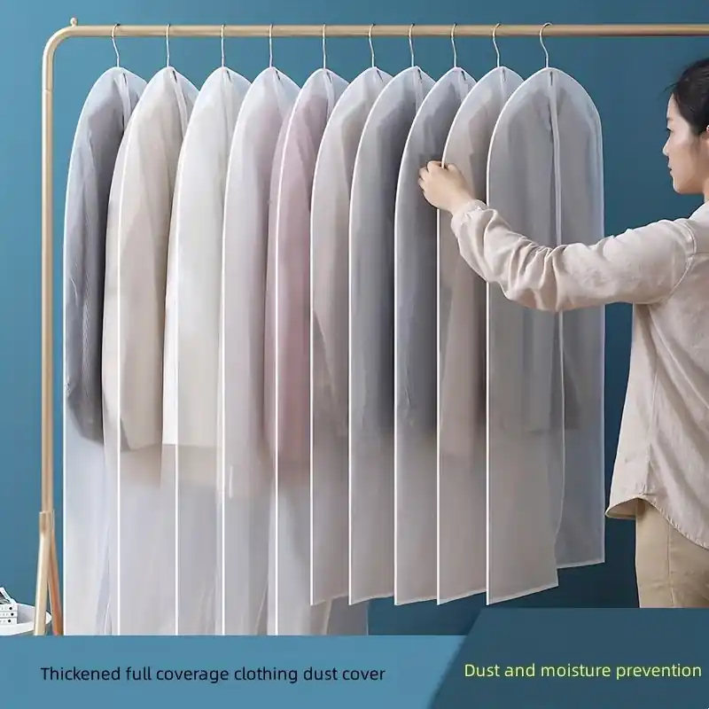 5pcs Transparent Suit Dust Covers Wardrobe Closet Bedroom Storage Solution