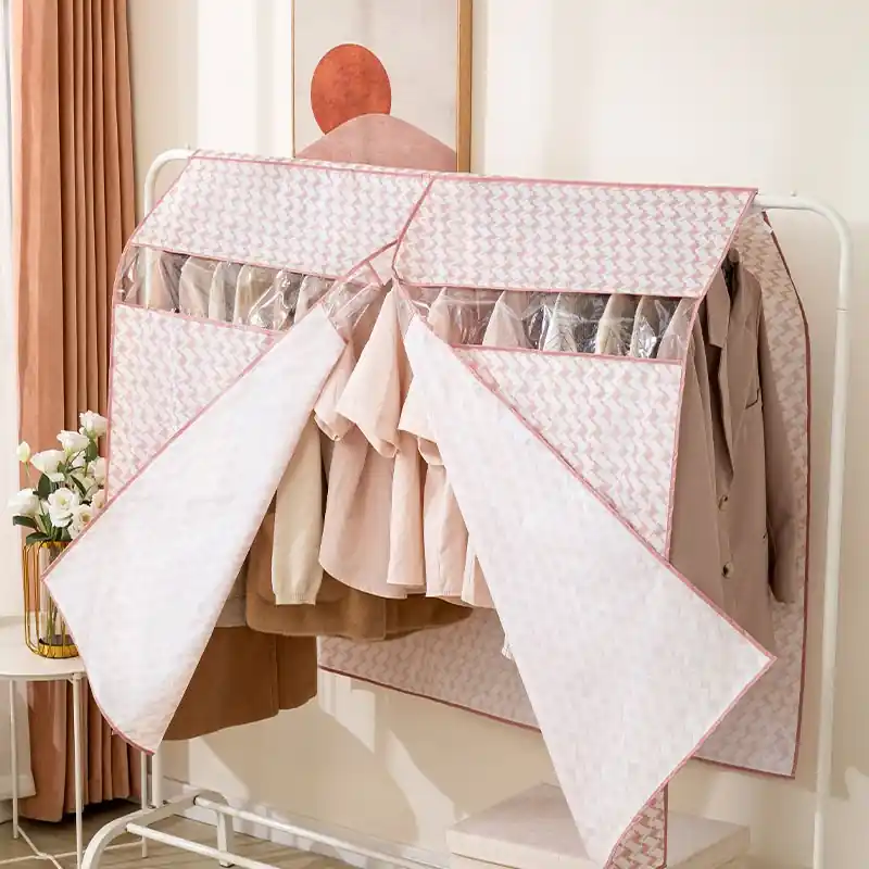 Fabric Clothes Dust Cover Hanging Window Storage Bag For Closet