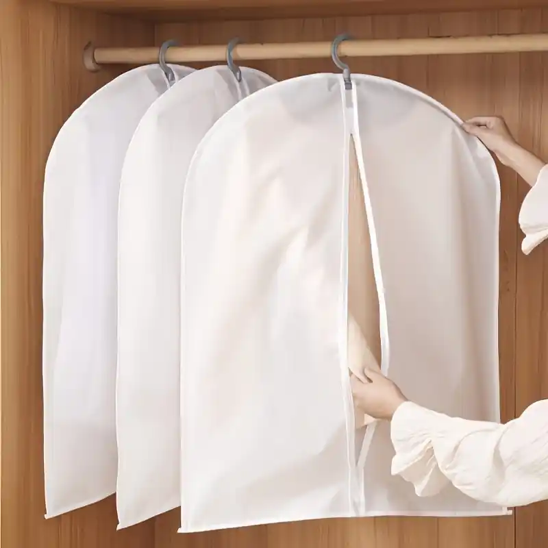 5pcs Waterproof Transparent Garment Dust Cover Bags With Zipper For Closet