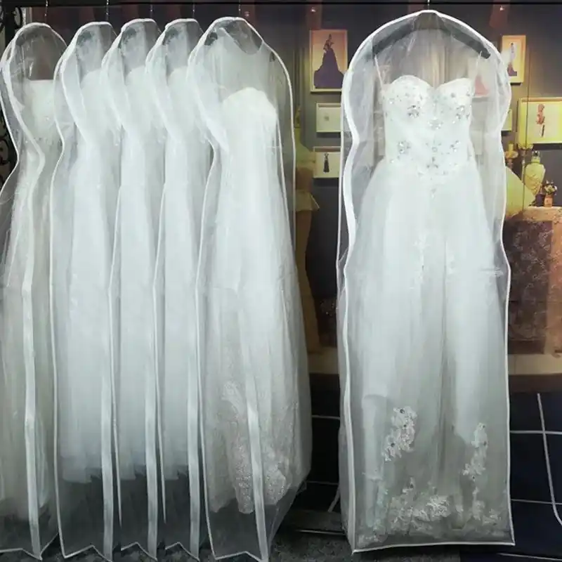 Transparent Wedding Dress Dust Cover Bag Portable Garment Storage Organizer