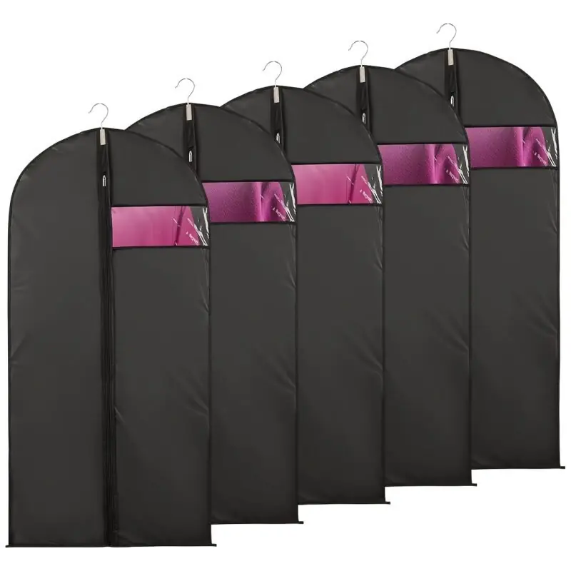 5pack Suit Dust Cover Bags With Window Durable Garment Storage