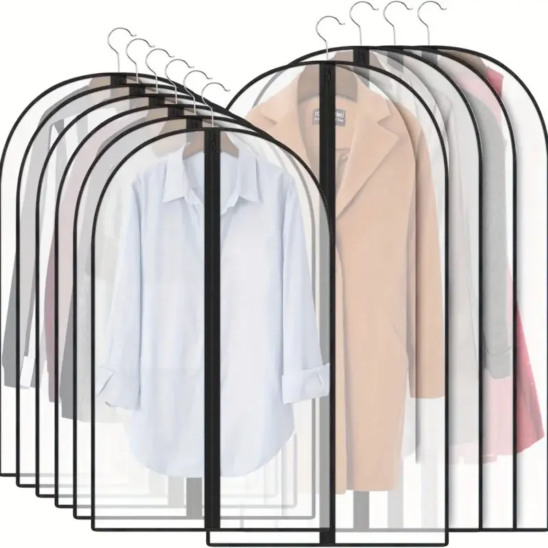 5pcs Breathable Peva Garment Bags Clear Dustproof Suit Covers For Closet