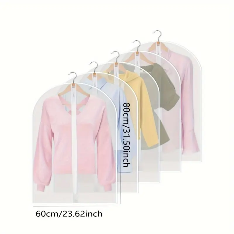 5pack Zippered Clothes Dust Cover Bags Spacesaving Closet Storage