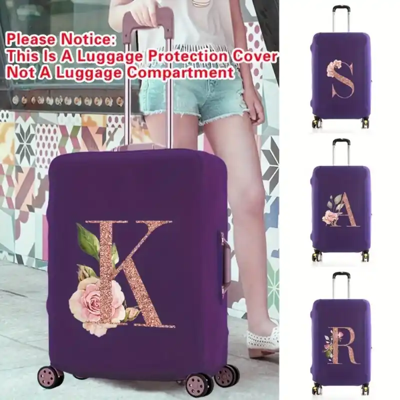 Rose Letter Print Elastic Travel Luggage Cover For 1832 Inch Suitcases