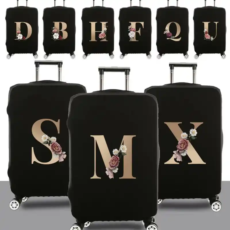 Floral Letter Pattern Elastic Luggage Cover Dustproof Travel Suitcase Protector