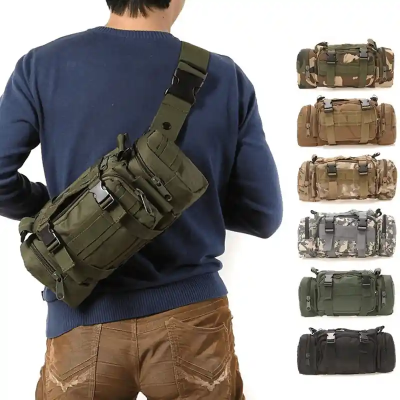 600d Nylon Waterproof Crossbody Bag For Fishing Hiking Camping Climbing