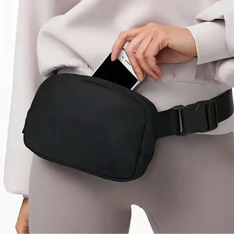 Compact Black Unisex Mini Belt Bag Adjustable Strap Fanny Pack