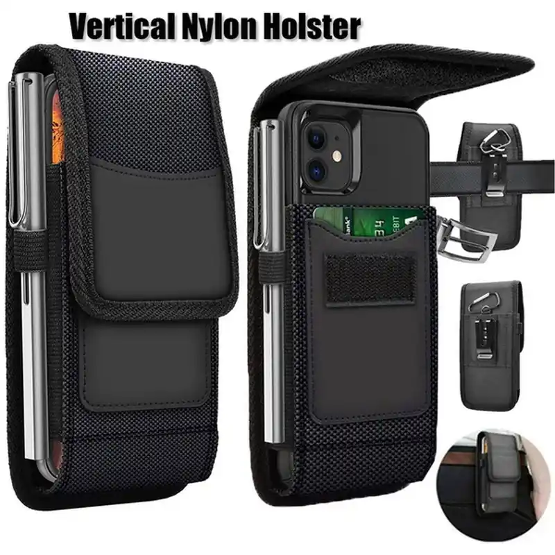 Mens Leather Belt Clip Wallet Pouch With Card Holder Slots