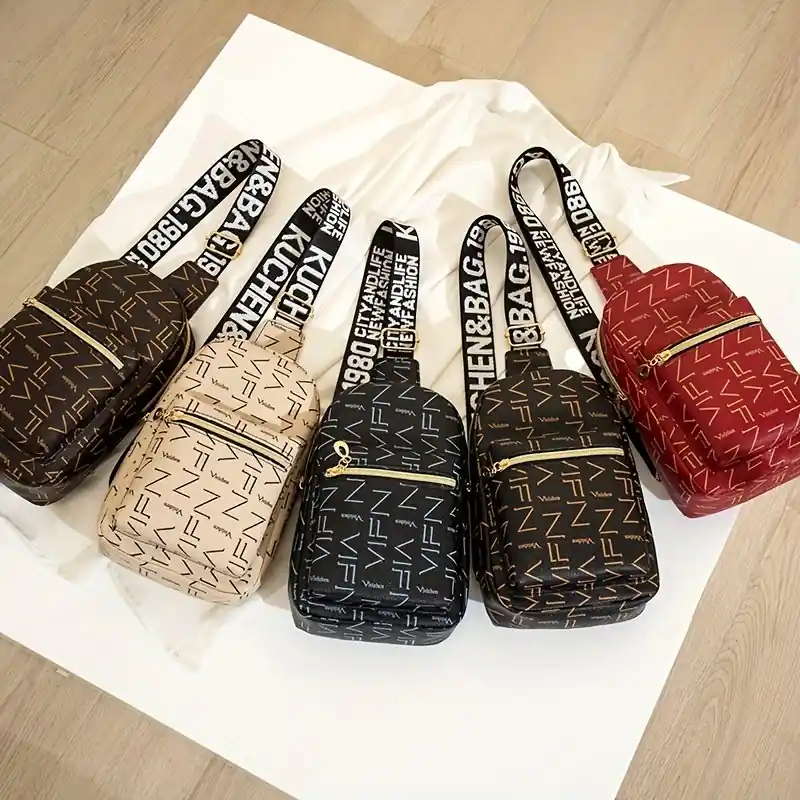 Womens Embroidered Digital Print Cross Body Chest And Shoulder Bag