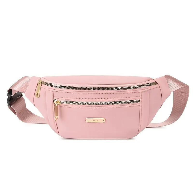 Adjustable Womens Solid Color Waist Bag Zippered Fanny Pack