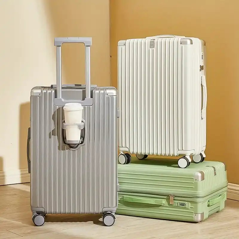 Durable Spinner Wheel Travel Suitcase With Lock Cup Holder 2026in
