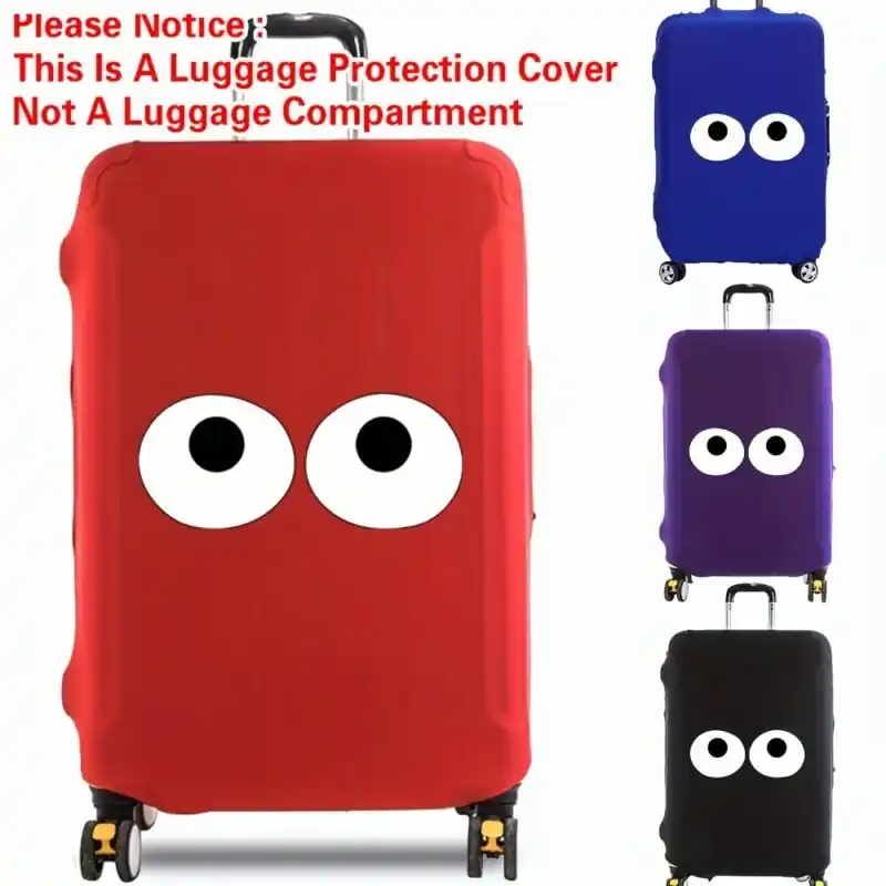 Minimalist Cartoon Eyes Luggage Cover Solid Color Suitcase Travel Protector
