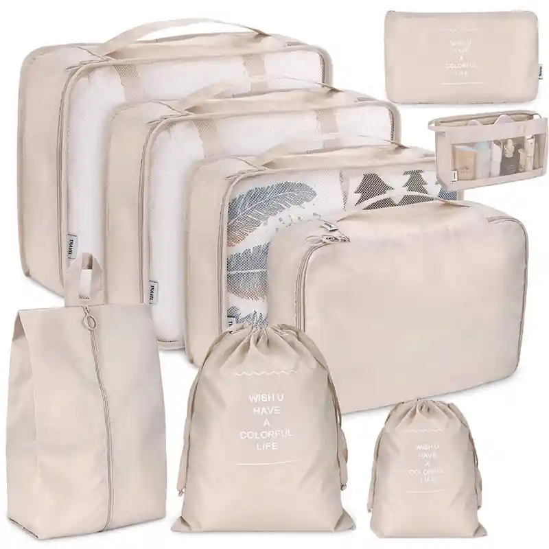 9piece Travel Packing Cubes Set With Shoe Toiletry Laundry Bags