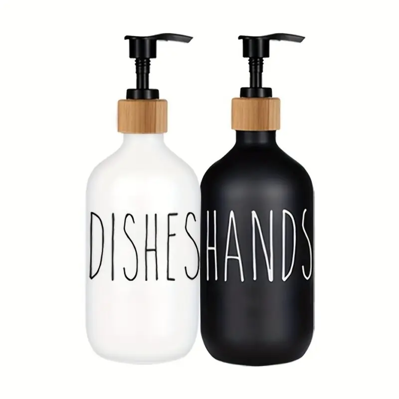 2 Pcs Farmhouse Soap Dispenser Set Refillable Kitchen Pump Bottles
