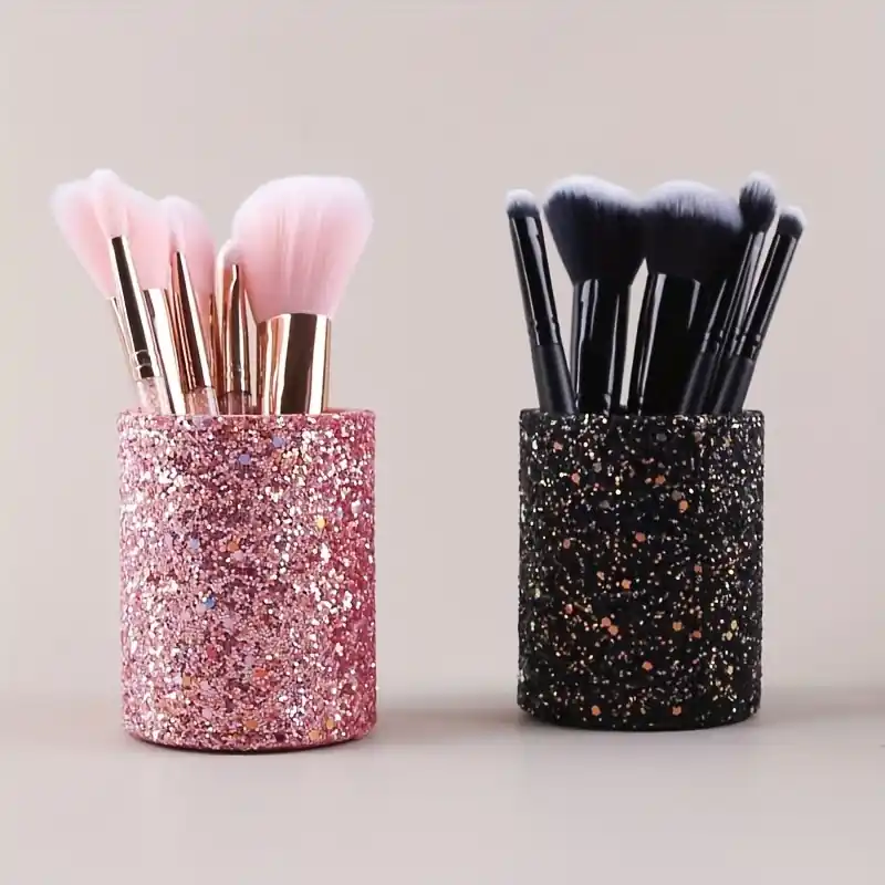 Sparkly Sequin Makeup Brush Holder Shiny Organizer Cup For Women