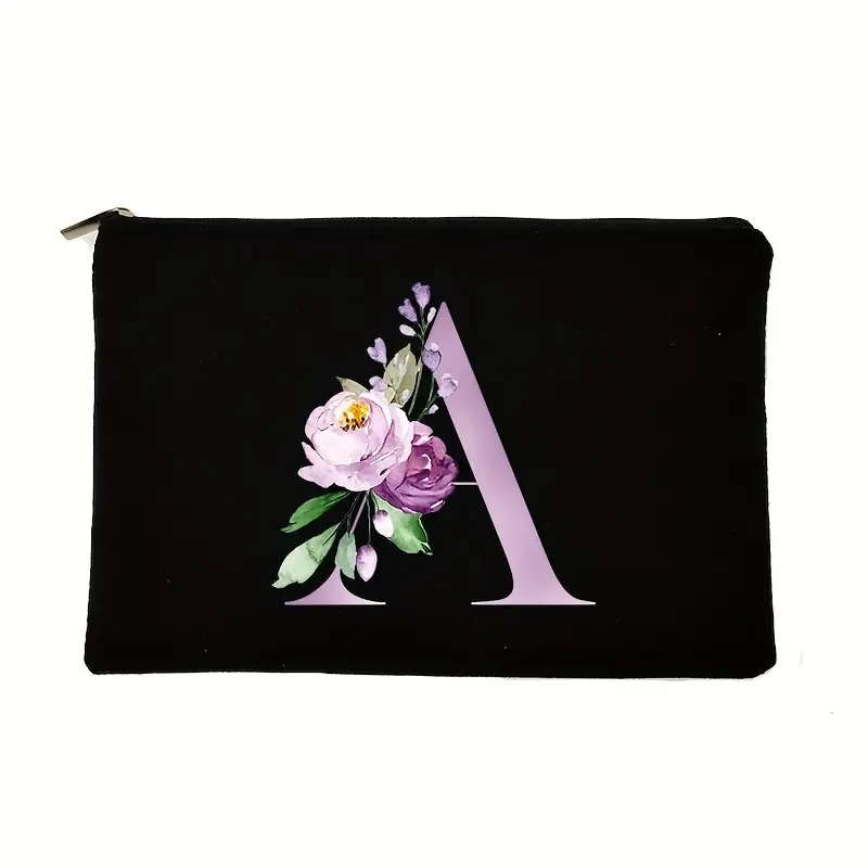 Floral Pattern Portable Cosmetic Bag Versatile Zipper Makeup Toiletry Bag