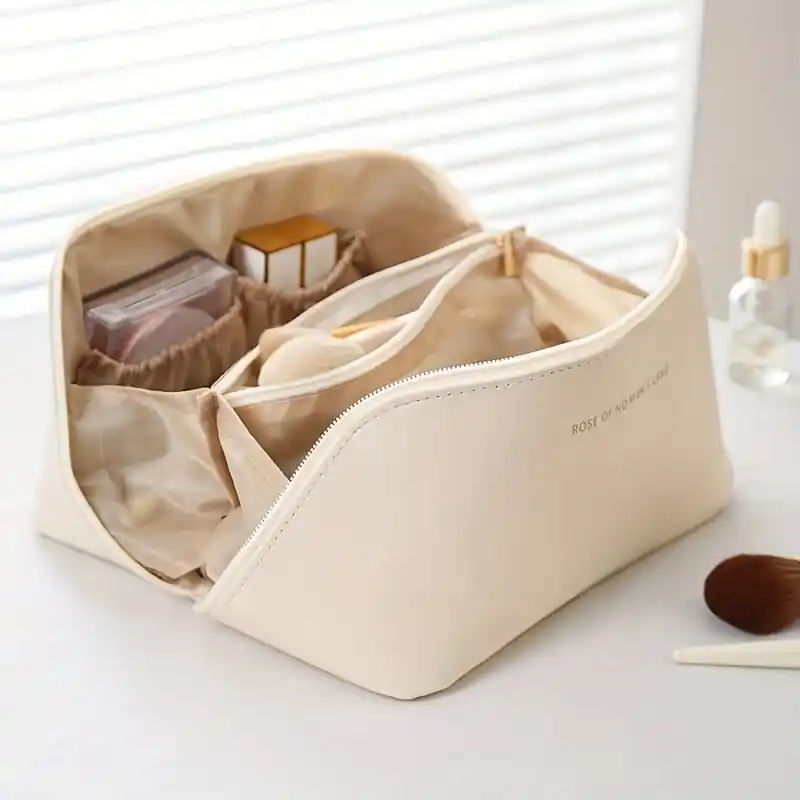 Waterproof Pu Leather Travel Makeup Bag Large Capacity Cosmetic Organizer