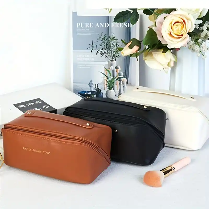Large Waterproof Travel Makeup Bag Womens Cosmetic Organizer With Divider